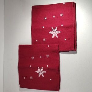 Longaberger Set Of 2 Paprika Snowflake Fabric Napkins